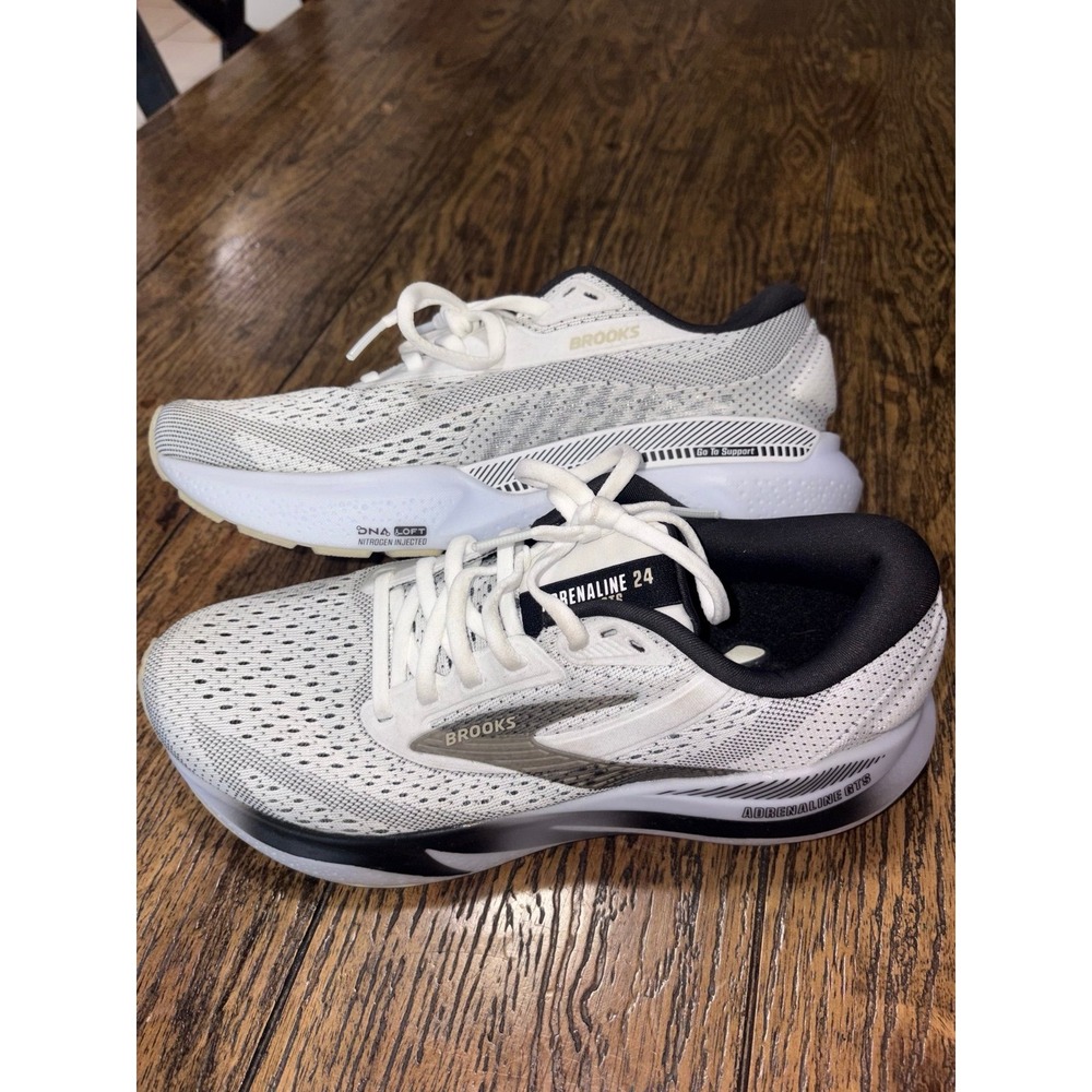 Brooks Adrenaline GTS 24 White Black Pelican Womens 8.5 B UK 6.5 Running Shoes